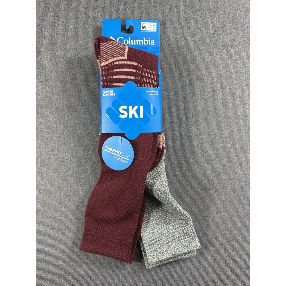Columbia Ski Socks Over The Calf Medium Weight Thermolite 2 PAIRS Women's M $35